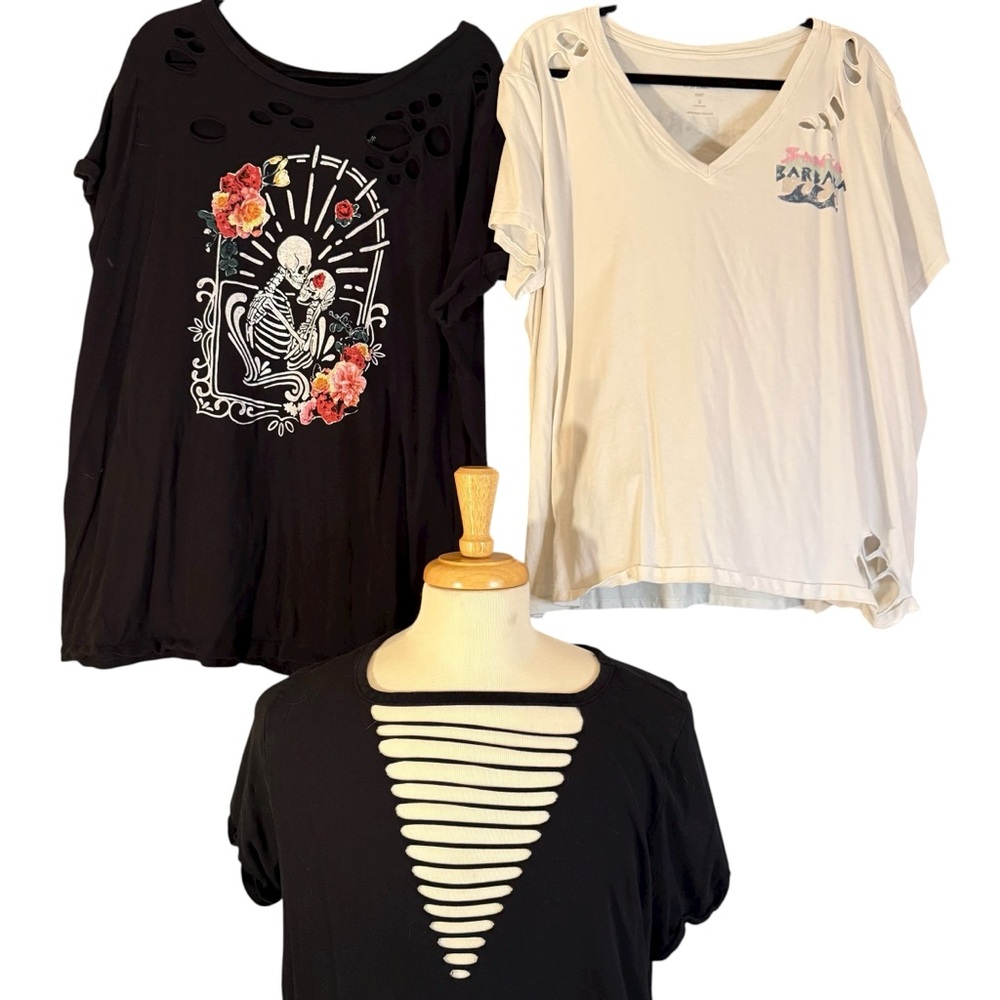 Torrid Graphic T Shirt Slash Distressed- skeleton- Size 2x